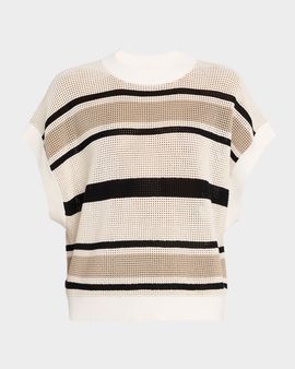 Brunello Cucinelli Striped Net Knit Vest