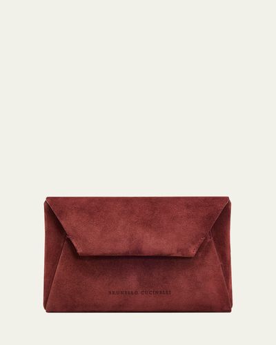 Brunello Cucinelli Suede Envelope Clutch Bag