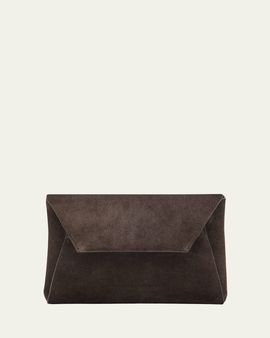 Brunello Cucinelli Suede Envelope Flap Clutch Bag