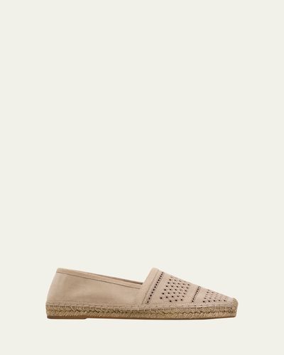 Brunello Cucinelli Suede Eyelet Espadrille Flats