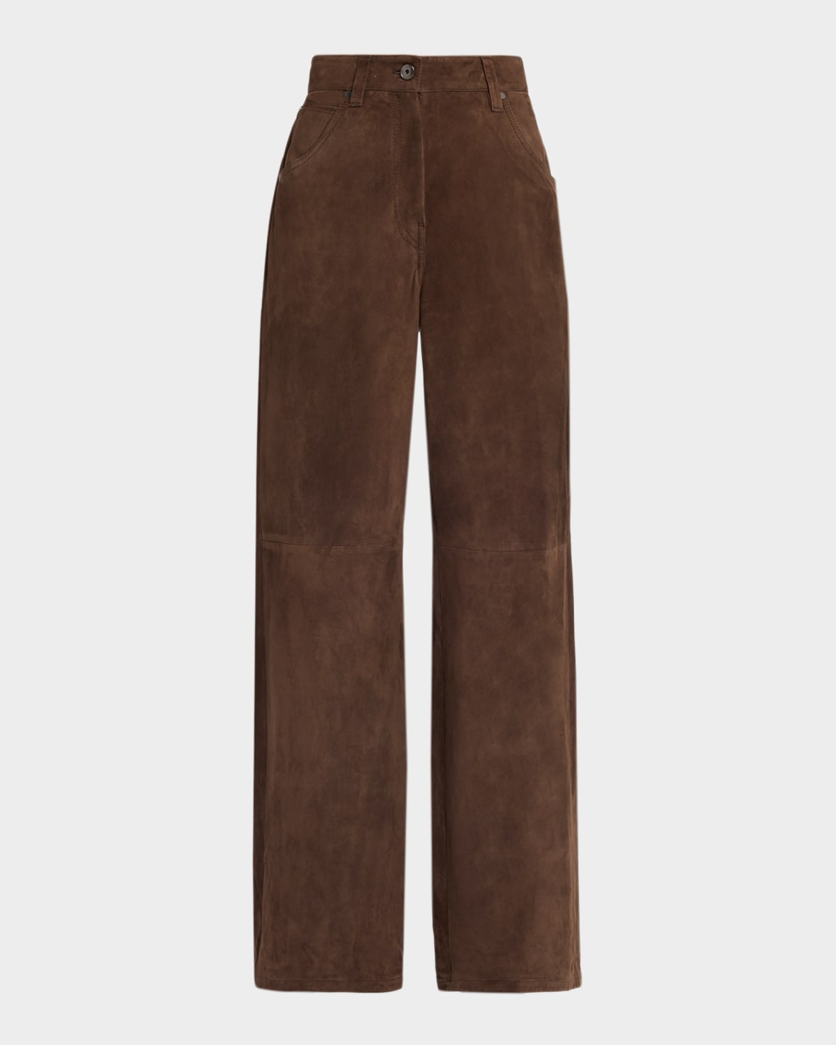 Brunello Cucinelli Suede Relaxed Straight-Leg Pants