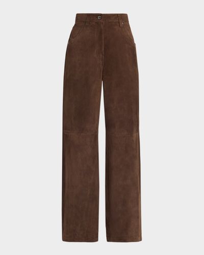 Brunello Cucinelli Suede Relaxed Straight-Leg Pants