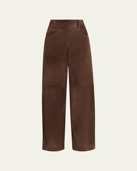 Brunello Cucinelli Suede Relaxed Wide-Leg Pants