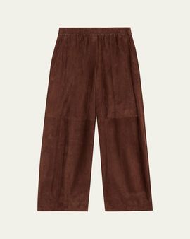 Brunello Cucinelli Suede Wide-Leg Pull-On Pants