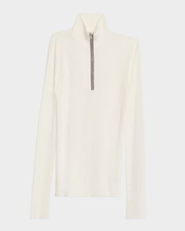 Brunello Cucinelli Turtleneck Monili Zip Wool-Cashmere Sweater