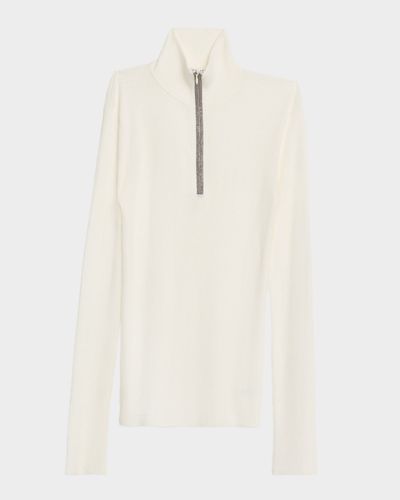 Brunello Cucinelli Turtleneck Monili Zip Wool-Cashmere Sweater