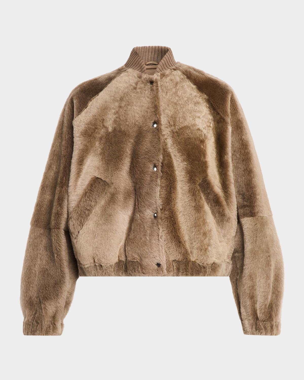 Brunello Cucinelli Velour Lamb Shearling Bomber Jacket