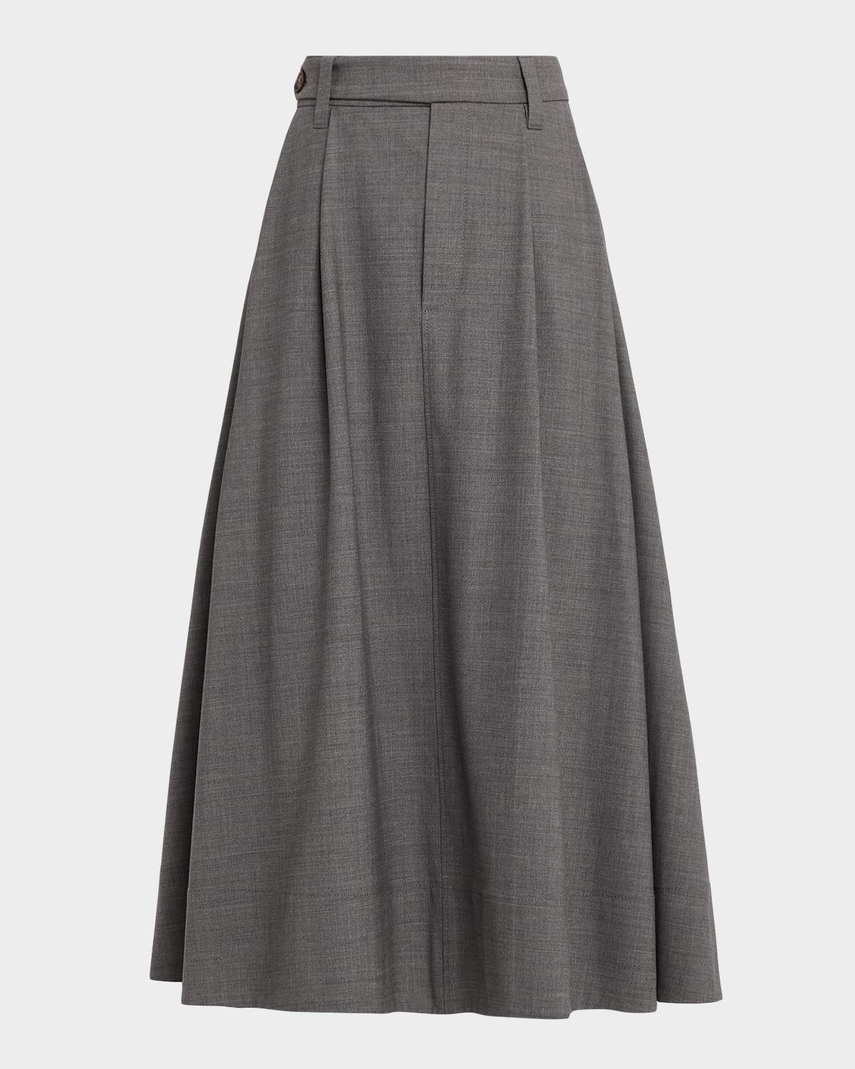 Brunello Cucinelli Virgin Wool A-Line Midi Skirt