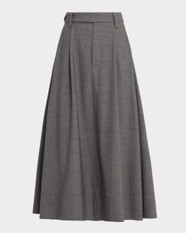 Brunello Cucinelli Virgin Wool A-Line Midi Skirt