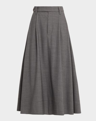 Brunello Cucinelli Virgin Wool A-Line Midi Skirt