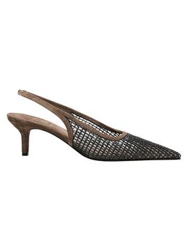 Brunello Cucinelli Women's 3D Monili 55MM Mesh Embroidered Slingback Pumps