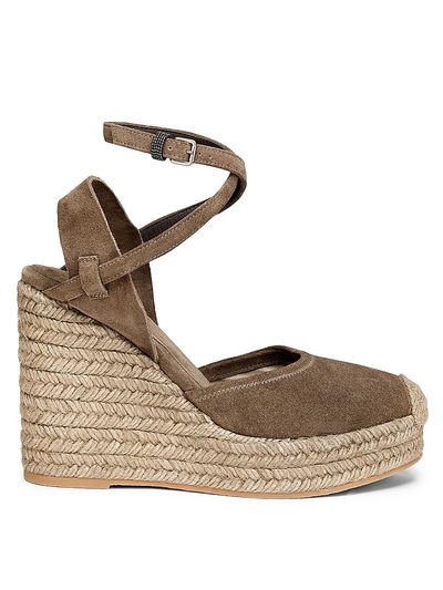 Brunello Cucinelli Women's 80MM Suede Ankle Wrap Espadrilles