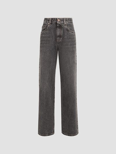 Brunello Cucinelli Women's Authentic Denim Contemporary Loose Jeans with Monili