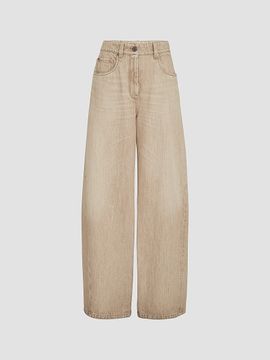 Brunello Cucinelli Women's Authentic Denim Wide Jeans with Monili