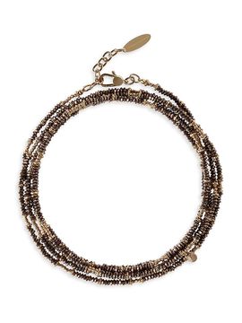 Brunello Cucinelli Women's Brown Hematite Sterling Silver Wrap Bracelet
