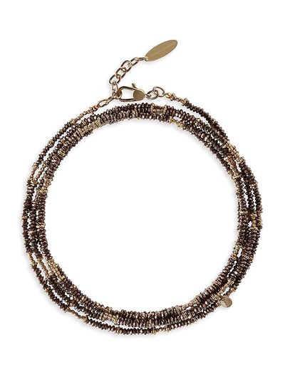 Brunello Cucinelli Women's Brown Hematite Sterling Silver Wrap Bracelet