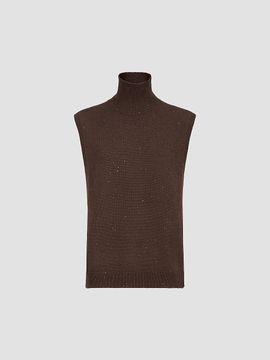 Brunello Cucinelli Women's Cashmere and Silk Diamond Yarn Turtleneck Sweater Vest