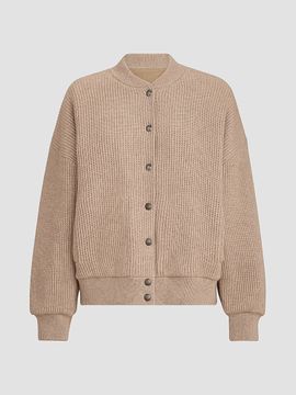 Brunello Cucinelli Women's Cashmere English Rib Knit Bomber Jacket with Thermore Padding