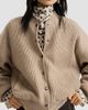 Brunello Cucinelli Women's Cashmere English Rib Knit Bomber Jacket with Thermore Padding - 5
