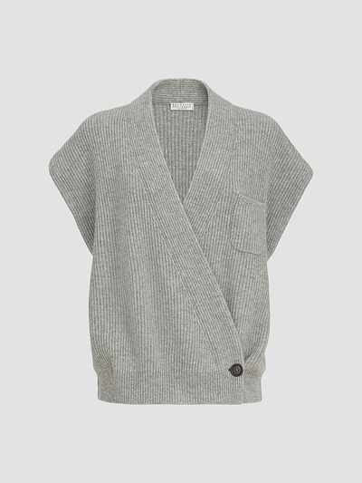 Brunello Cucinelli Women's Cashmere English Rib Wrap Cardigan