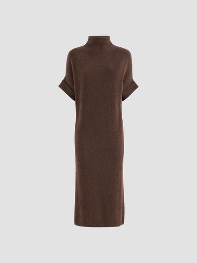 Brunello Cucinelli Women's Cashmere Rib Knit Mock Neck Dress