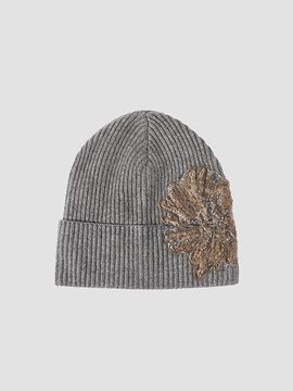 Brunello Cucinelli Women's Cashmere Ribbed Beanie with Whispering Bloom Embroidery