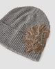 Brunello Cucinelli Women's Cashmere Ribbed Beanie with Whispering Bloom Embroidery - 2