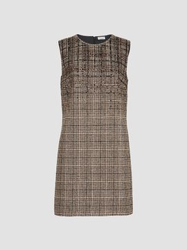 Brunello Cucinelli Women's Checked Alpaca and Wool Mini Dress