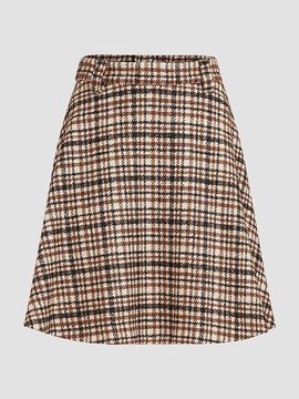 Brunello Cucinelli Women's Comfort Checked Wool and Alpaca Mini Circle Skirt
