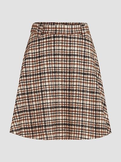Brunello Cucinelli Women's Comfort Checked Wool and Alpaca Mini Circle Skirt