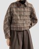 Brunello Cucinelli Women's Comfort Checked Wool and Alpaca Outerwear Jacket with Leather Collar - 2