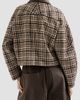 Brunello Cucinelli Women's Comfort Checked Wool and Alpaca Outerwear Jacket with Leather Collar - 3
