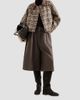 Brunello Cucinelli Women's Comfort Checked Wool and Alpaca Outerwear Jacket with Leather Collar - 6