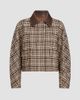 Brunello Cucinelli Women's Comfort Checked Wool and Alpaca Outerwear Jacket with Leather Collar - 7