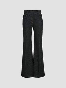 Brunello Cucinelli Women's Comfort No-Fade Denim Flared Trousers with Monili
