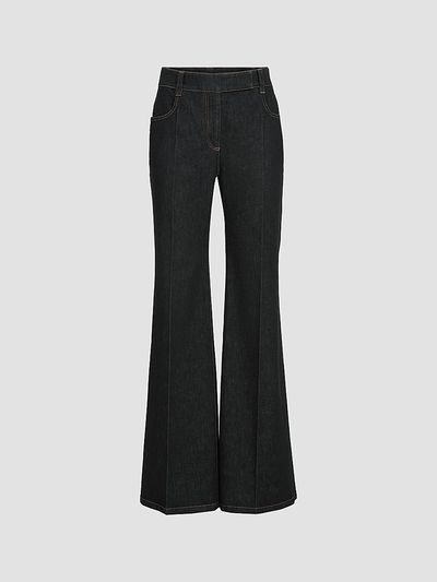 Brunello Cucinelli Women's Comfort No-Fade Denim Flared Trousers with Monili