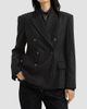 Brunello Cucinelli Women's Comfort Virgin Wool Dazzling Chalk Stripe Blazer with Monili - 3