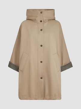 Brunello Cucinelli Women's Cotton and Linen Twill Hooded Outerwear Jacket with Monili