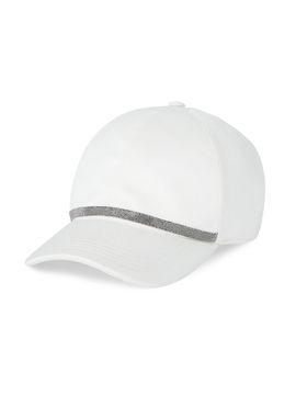 Brunello Cucinelli Women's Cotton and Paper Yarn Diagonal Baseball Hat with Precious Band