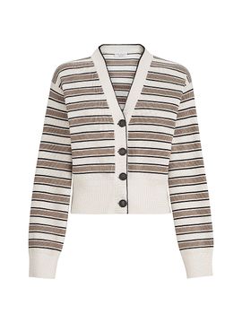 Brunello Cucinelli Women's Cotton Cardigan with Sparkling Stripes