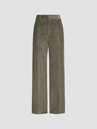 Brunello Cucinelli Women's Cotton Corduroy Loose Trousers with Monili