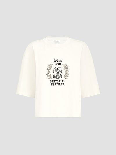 Brunello Cucinelli Women's Cotton Jersey T-Shirt with Embroidery