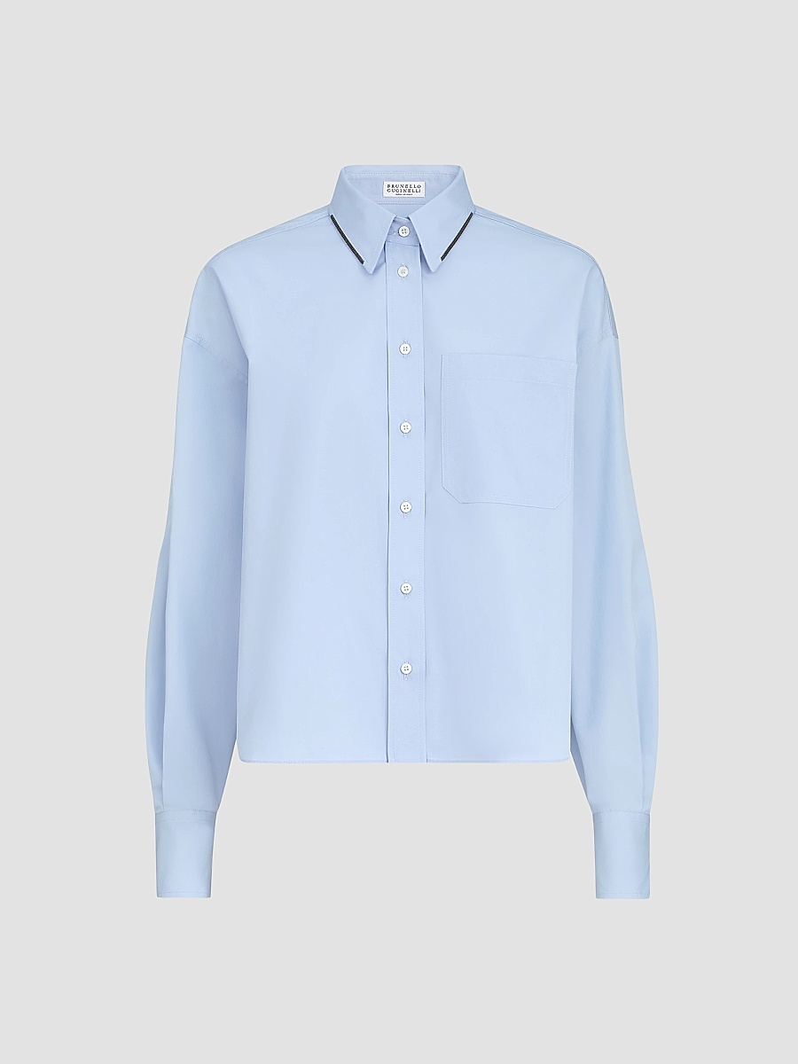 Brunello Cucinelli - Women's Cotton Poplin Shirt with Shiny Details