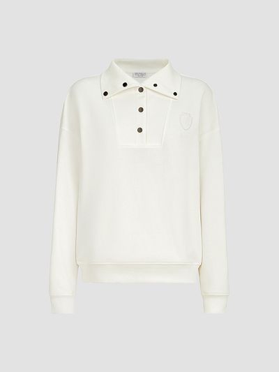 Brunello Cucinelli Women's Cotton Smooth French Terry Sweatshirt with Logo