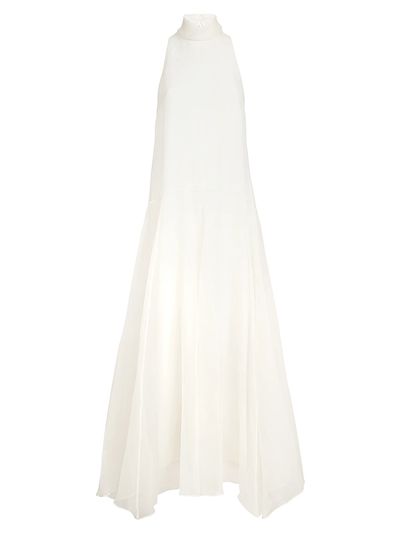 Brunello Cucinelli Women's Crispy Silk Maxi Dress with Monili