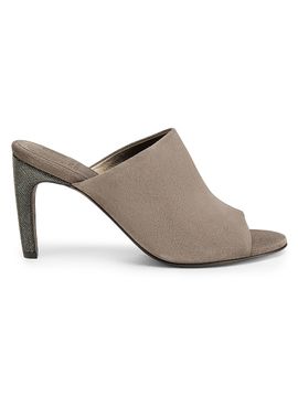 Brunello Cucinelli Women's Curved Monili 80MM Suede Mules