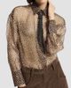 Brunello Cucinelli Women's Dapple Silk Organza Shirt with Neck Tie - 5