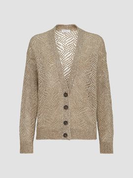 Brunello Cucinelli Women's Dazzling Abstract Leaf Cardigan in Mohair and Wool