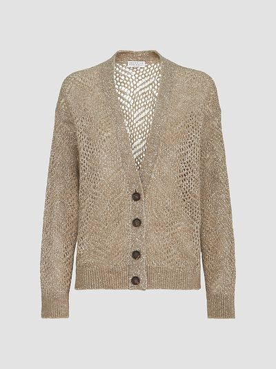 Brunello Cucinelli Women's Dazzling Abstract Leaf Cardigan in Mohair and Wool