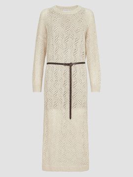 Brunello Cucinelli Women's Dazzling Abstract Leaf Knit Dress in Mohair and Wool